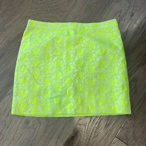 J Crew mini skirt. Bright yellow/green floral print. Size 8. Great condition.